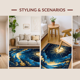 Ultra Soft Area Rug, Non Slip, Stain Resistant, Washable Area Rugs for Living Room, Bedroom, Dreamy Universe Celestial Vibes(Blue)