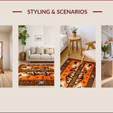 Ultra Soft Area Rug, Non Slip, Stain Resistant, Washable Area Rugs for Living Room, Bedroom, Striking Rustic Wildlife Motif(Orange)