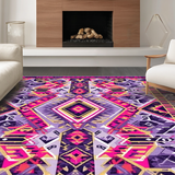 Ultra Soft Area Rug, Non Slip, Stain Resistant, Washable Area Rugs for Living Room, Bedroom, Chic Modern Ethnic Patterned Piece(Purple)