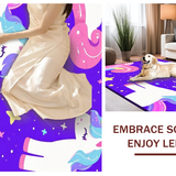 Ultra Soft Area Rug, Non Slip, Stain Resistant, Washable Area Rugs for Living Room, Bedroom, Vibrant Pastel Cartoon Unicorn Theme(Purple)