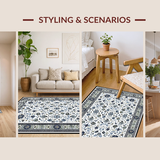 Ultra Soft Area Rug, Non Slip, Stain Resistant, Washable Area Rugs for Living Room, Bedroom, Stylish Earthy Trellis Elements(White)