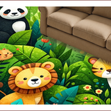 Ultra Soft Area Rug, Non Slip, Stain Resistant, Washable Area Rugs for Living Room, Bedroom, Playful Green Jungle Animal Nursery Rug(Green)