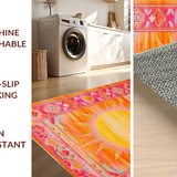 Ultra Soft Area Rug, Non Slip, Stain Resistant, Washable Area Rugs for Living Room, Bedroom, Unique Soft Abstract Rainbow Theme(Orange)