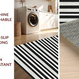Ultra Soft Area Rug, Non Slip, Stain Resistant, Washable Area Rugs for Living Room, Bedroom, Classic Black And White Striped Rug: Farmhouse Style Door Mat(Black)