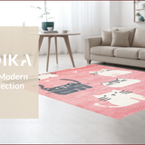 Ultra Soft Area Rug, Non Slip, Stain Resistant, Washable Area Rugs for Living Room, Bedroom, Charming Irregular Cartoon Aesthetic(Pink)