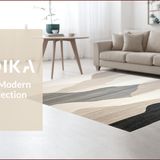 Ultra Soft Area Rug, Non Slip, Stain Resistant, Washable Area Rugs for Living Room, Bedroom, Elegant Neutral Tones Geometric Motif(Beige)
