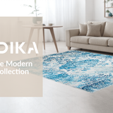 Ultra Soft Area Rug, Non Slip, Stain Resistant, Washable Area Rugs for Living Room, Bedroom, Serene Minimalist Diamond Pattern(Blue)