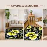 Ultra Soft Area Rug, Non Slip, Stain Resistant, Washable Area Rugs for Living Room, Bedroom, Chic Colorful Floral Arrangement(Yellow)