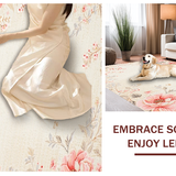 Ultra Soft Area Rug, Non Slip, Stain Resistant, Washable Area Rugs for Living Room, Bedroom, Modern Playful Flower Graphics(Beige)