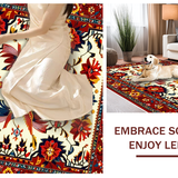 Ultra Soft Area Rug, Non Slip, Stain Resistant, Washable Area Rugs for Living Room, Bedroom, Charming Brightly Colored Illustrations(White)