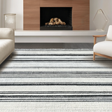 Ultra Soft Area Rug, Non Slip, Stain Resistant, Washable Area Rugs for Living Room, Bedroom, Graphic Contrast Rug Bold Black White Parallel Lines Reversible(White)