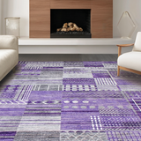Ultra Soft Area Rug, Non Slip, Stain Resistant, Washable Area Rugs for Living Room, Bedroom, Dynamic Abstract Expressionist Theme(Purple)