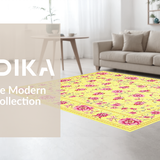Ultra Soft Area Rug, Non Slip, Stain Resistant, Washable Area Rugs for Living Room, Bedroom, Lively Tropical Bloom Design(Yellow)