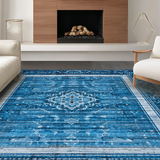 Ultra Soft Area Rug, Non Slip, Stain Resistant, Washable Area Rugs for Living Room, Bedroom, Elegant Bow Charm Rug Blue Themed Decorative Mat with Stylish Knot Design(Blue)