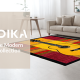 Ultra Soft Area Rug, Non Slip, Stain Resistant, Washable Area Rugs for Living Room, Bedroom, Creative Vintage Melody Inspired Look(Yellow)