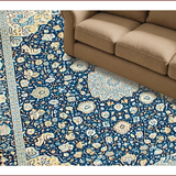 Ultra Soft Area Rug, Non Slip, Stain Resistant, Washable Area Rugs for Living Room, Bedroom, Elegant Tone-on-Tone Floral Motif(Blue)