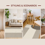 Ultra Soft Area Rug, Non Slip, Stain Resistant, Washable Area Rugs for Living Room, Bedroom, Chic Neutral Tiled Composition(Beige)