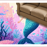 Ultra Soft Area Rug, Non Slip, Stain Resistant, Washable Area Rugs for Living Room, Bedroom, Enchanting Shaggy Mermaid Vibe(Blue)