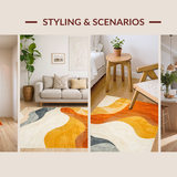 Ultra Soft Area Rug, Non Slip, Stain Resistant, Washable Area Rugs for Living Room, Bedroom, Striking Layered Color Fusion Style(Orange)