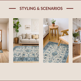 Ultra Soft Area Rug, Non Slip, Stain Resistant, Washable Area Rugs for Living Room, Bedroom, Rustic Natural Floral Elegance(Beige)