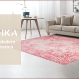 Ultra Soft Area Rug, Non Slip, Stain Resistant, Washable Area Rugs for Living Room, Bedroom, Romantic Vintage Rose Aesthetic(Pink)