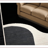 Ultra Soft Area Rug, Non Slip, Stain Resistant, Washable Area Rugs for Living Room, Bedroom, Luxurious Round Geometric Motif(Black)