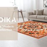Ultra Soft Area Rug, Non Slip, Stain Resistant, Washable Area Rugs for Living Room, Bedroom, Playful Soft Blooming Pattern(Orange)