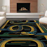 Ultra Soft Area Rug, Non Slip, Stain Resistant, Washable Area Rugs for Living Room, Bedroom, Sleek Elegant Abstract Forms(Blue)