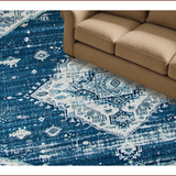 Ultra Soft Area Rug, Non Slip, Stain Resistant, Washable Area Rugs for Living Room, Bedroom, Artistic Floral Patterned Elegance(Blue)