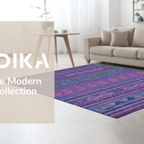 Ultra Soft Area Rug, Non Slip, Stain Resistant, Washable Area Rugs for Living Room, Bedroom, Eclectic Multi-Hued Ethnic Motif(Purple)