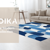 Ultra Soft Area Rug, Non Slip, Stain Resistant, Washable Area Rugs for Living Room, Bedroom, Coquette Ribbon Scallop Print Rug Featuring Artistic Bows and Chic Curves(Blue)
