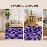 Ultra Soft Area Rug, Non Slip, Stain Resistant, Washable Area Rugs for Living Room, Bedroom, Bold Graphic White and Purple Design(Purple)