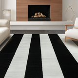 Ultra Soft Area Rug, Non Slip, Stain Resistant, Washable Area Rugs for Living Room, Bedroom, Bold Striped Accent Floor Carpet(Black)