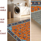 Ultra Soft Area Rug, Non Slip, Stain Resistant, Washable Area Rugs for Living Room, Bedroom, Elegant Retro Flower Arrangement(Orange)