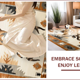 Ultra Soft Area Rug, Non Slip, Stain Resistant, Washable Area Rugs for Living Room, Bedroom, Modern Neutral Graphic Elements(Beige)