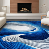 Ultra Soft Area Rug, Non Slip, Stain Resistant, Washable Area Rugs for Living Room, Bedroom, Vibrant Abstract 3D Illusion(Blue)