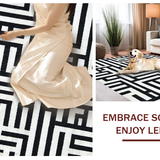 Ultra Soft Area Rug, Non Slip, Stain Resistant, Washable Area Rugs for Living Room, Bedroom, Contemporary Striped Area Rug Black and White Linear Design(Black)