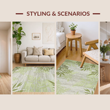 Ultra Soft Area Rug, Non Slip, Stain Resistant, Washable Area Rugs for Living Room, Bedroom, Nature-Inspired Leaf Motif(Green)