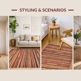 Ultra Soft Area Rug, Non Slip, Stain Resistant, Washable Area Rugs for Living Room, Bedroom, Dynamic Ethnic Print with Bold Colors(Brown)