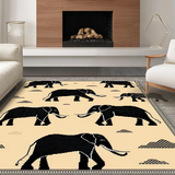 Ultra Soft Area Rug, Non Slip, Stain Resistant, Washable Area Rugs for Living Room, Bedroom, Rustic Cocoa-Black Animal Motif(Beige)