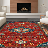 Ultra Soft Area Rug, Non Slip, Stain Resistant, Washable Area Rugs for Living Room, Bedroom, Artistic Jute Textured Pattern(Red)