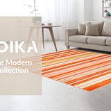 Ultra Soft Area Rug, Non Slip, Stain Resistant, Washable Area Rugs for Living Room, Bedroom, Bold Linear Stripes in Warm Hues(Orange)