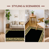 Ultra Soft Area Rug, Non Slip, Stain Resistant, Washable Area Rugs for Living Room, Bedroom, Regal Ogee Patterned Runner(Gold)