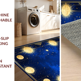 Ultra Soft Area Rug, Non Slip, Stain Resistant, Washable Area Rugs for Living Room, Bedroom, Chic Modern Celestial Linework(Blue)