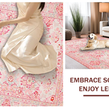 Ultra Soft Area Rug, Non Slip, Stain Resistant, Washable Area Rugs for Living Room, Bedroom, Radiant Elegant Whimsical Floral Style(Pink)