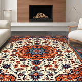 Ultra Soft Area Rug, Non Slip, Stain Resistant, Washable Area Rugs for Living Room, Bedroom, Contemporary Round Art Design(White)