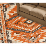 Ultra Soft Area Rug, Non Slip, Stain Resistant, Washable Area Rugs for Living Room, Bedroom, Aztec Geometric Fall Bedroom Washable Low Pile Carpet(Orange)