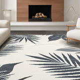 Ultra Soft Area Rug, Non Slip, Stain Resistant, Washable Area Rugs for Living Room, Bedroom, Chic Tropical Leaf Aesthetic(Gray)