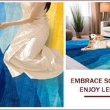 Ultra Soft Area Rug, Non Slip, Stain Resistant, Washable Area Rugs for Living Room, Bedroom, Dynamic Color-Blocked Modern Aesthetic(Blue)