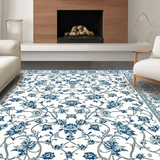 Ultra Soft Area Rug, Non Slip, Stain Resistant, Washable Area Rugs for Living Room, Bedroom, Lush Curved Floral Aesthetic(White)